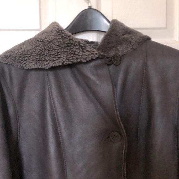 Jekel Shearling Coat Brown Saks Fifth Ave Made in France lightweight 12 - Picture 8 of 15